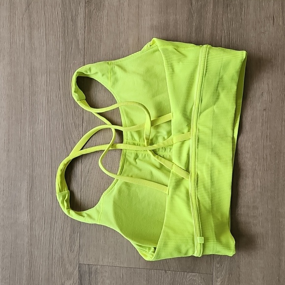 Lululemon Energy Longline Bra Ribbed Medium Support Highlight Yellow Size 12 - Picture 4 of 6